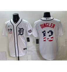 Men's Detroit Tigers #13 Dillon Dingler White 2026 USA 250 Fourth of July Stitched Baseball Jersey