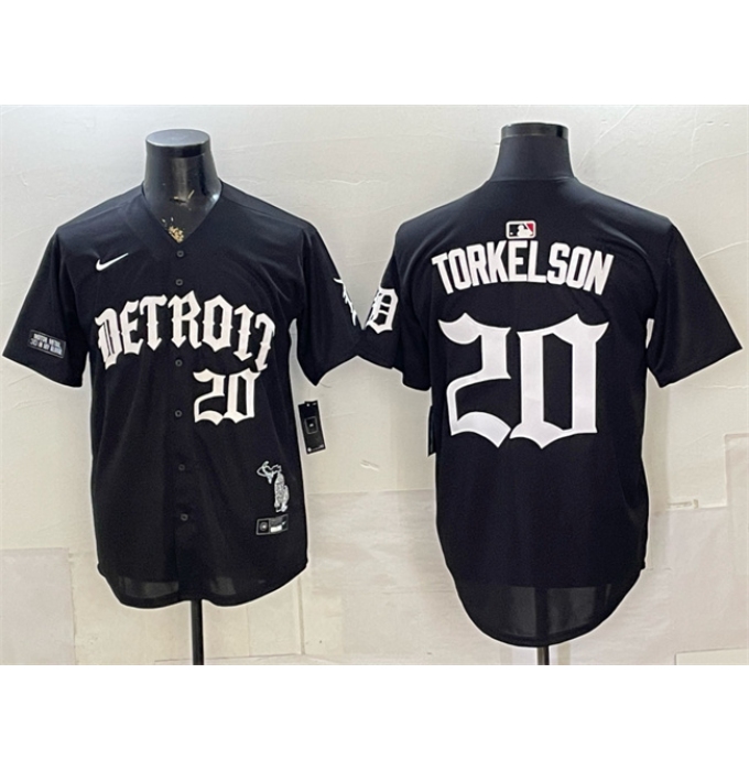 Men's Detroit Tigers #20 Spencer Torkelson 2026 Black 'Motor Gothic Edition' Vapor Premier Limited Stitched Baseball Jersey