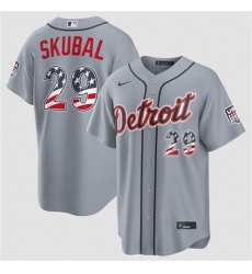 Men's Detroit Tigers #29 Tarik Skubal Grey 2026 USA 250 Fourth of July Stitched Baseball Jersey