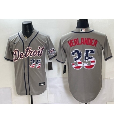 Men's Detroit Tigers #35 Justin Verlander Gray 2026 USA 250 Fourth of July Stitched Baseball Jersey