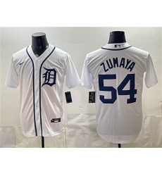 Men's Detroit Tigers #54 Joel Zumaya White Cool Base Stitched Baseball Jersey