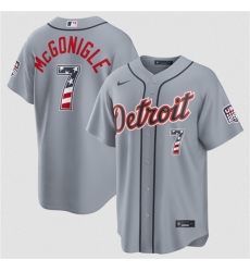 Men's Detroit Tigers #7 Kevin McGonigle Gray 2026 USA 250 Fourth of July Stitched Baseball Jersey