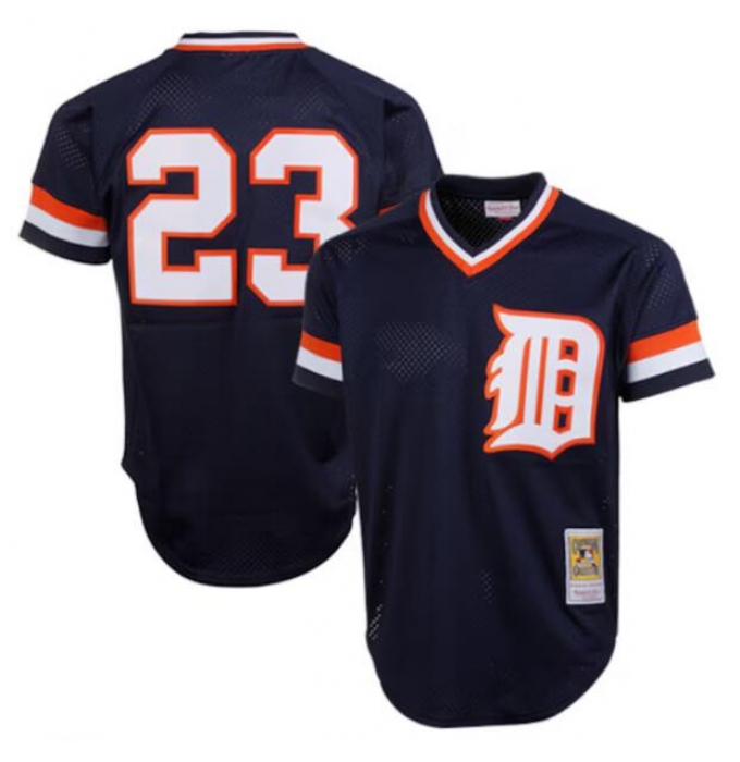 Men's Detroit Tigers #23 Kirk Gibson Navy Throwback Stitched Baseball Jersey