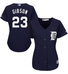 Women's Majestic Detroit Tigers #23 Kirk Gibson Replica Navy Blue Alternate Cool Base MLB Jersey