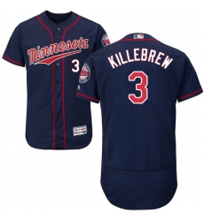 Men's Majestic Minnesota Twins #3 Harmon Killebrew Authentic Navy Blue Alternate Flex Base Authentic Collection MLB Jersey