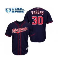 Youth Minnesota Twins #30 Kennys Vargas Replica Navy Blue Alternate Road Cool Base Baseball Jersey