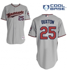 Men's Majestic Minnesota Twins #25 Byron Buxton Authentic Grey Road Cool Base MLB Jersey