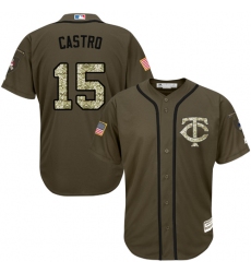 Men's Majestic Minnesota Twins #15 Jason Castro Replica Green Salute to Service MLB Jersey