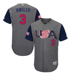 Youth USA Baseball Majestic #3 Ian Kinsler Gray 2017 World Baseball Classic Authentic Team Jersey