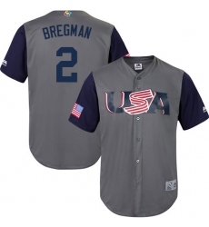 Youth USA Baseball Majestic #2 Alex Bregman Gray 2017 World Baseball Classic Replica Team Jersey