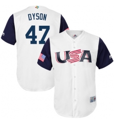 Men's USA Baseball Majestic #47 Sam Dyson White 2017 World Baseball Classic Replica Team Jersey