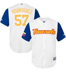 Men's Venezuela Baseball Majestic #57 Francisco Rodriguez White 2017 World Baseball Classic Replica Team Jersey