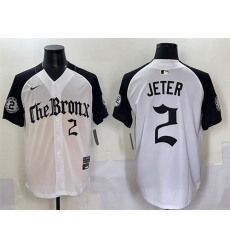 Men's New York Yankees #2 Derek Jeter White Black 'Gothic Legacy Edition' Vapor Premier Limited Stitched Baseball Jersey