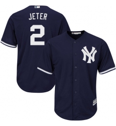 Youth Majestic New York Yankees #2 Derek Jeter Authentic Navy Blue Alternate MLB Jersey