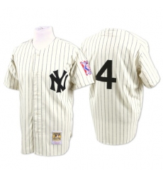 Men's Mitchell and Ness New York Yankees #4 Lou Gehrig Authentic White Throwback MLB Jersey