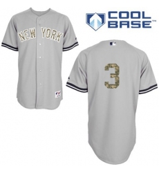 Men's Majestic New York Yankees #3 Babe Ruth Replica Grey USMC Cool Base MLB Jersey