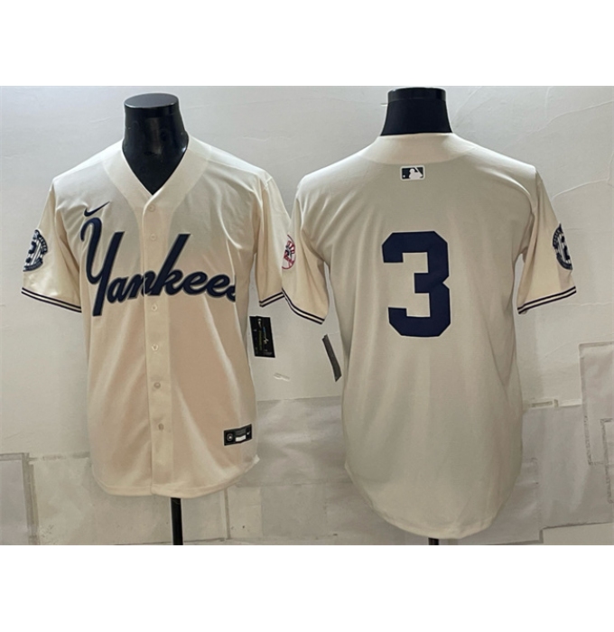 Men's New York Yankees #3 Babe Ruth Cream Limited Stitched Baseball Jersey