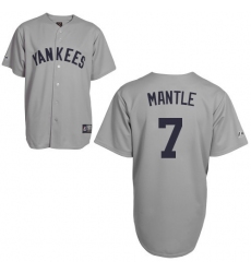 Men's Mitchell and Ness New York Yankees #7 Mickey Mantle Authentic Grey Throwback MLB Jersey