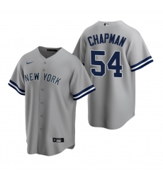 Men's Nike New York Yankees #54 Aroldis Chapman Gray Road Stitched Baseball Jersey