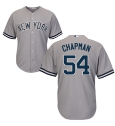 Women's Majestic New York Yankees #54 Aroldis Chapman Authentic Grey Road MLB Jersey