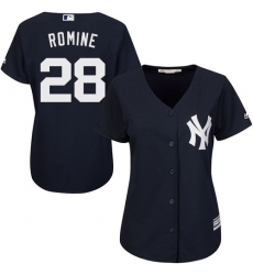 Women's Majestic New York Yankees #28 Austin Romine Authentic Navy Blue Alternate MLB Jersey