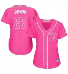 Women's Majestic New York Yankees #28 Austin Romine Replica Pink Fashion Cool Base MLB Jersey