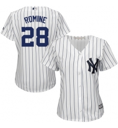 Women's Majestic New York Yankees #28 Austin Romine Replica White Home MLB Jersey