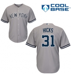 Men's Majestic New York Yankees #31 Aaron Hicks Replica Grey Road MLB Jersey