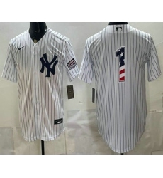 Men's New York Yankees #1 Dad White 2026 USA 250 Fourth of July Home Stadium Stitched Jersey