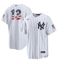 Men's New York Yankees #13 Jazz Chisholm Jr White 2026 USA 250 Fourth of July Home Stadium Stitched Baseball Jersey