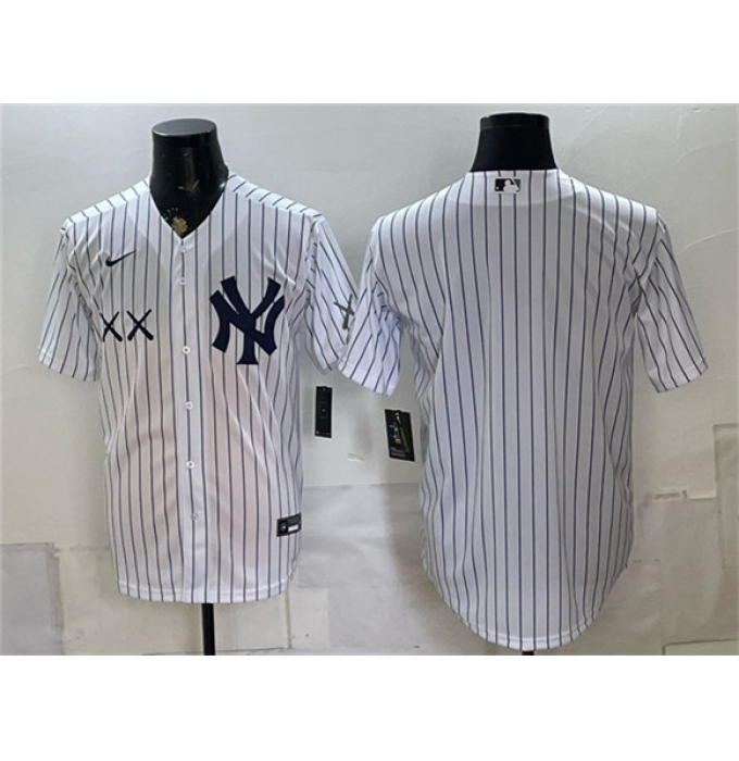 Men's New York Yankees x KAWS White Stadium Stitched Baseball Jersey