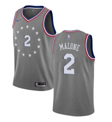 Women's Nike Philadelphia 76ers #2 Moses Malone Swingman Gray NBA Jersey - City Edition