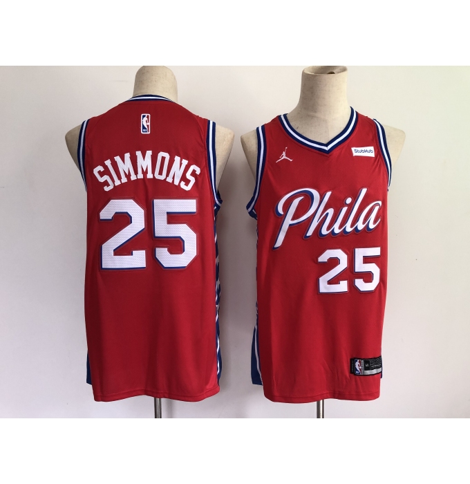 Men's Philadelphia 76ers #25 Ben Simmons Red Basketball Swingman Jersey