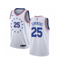 Youth Nike Philadelphia 76ers #25 Ben Simmons White Swingman Jersey - Earned Edition