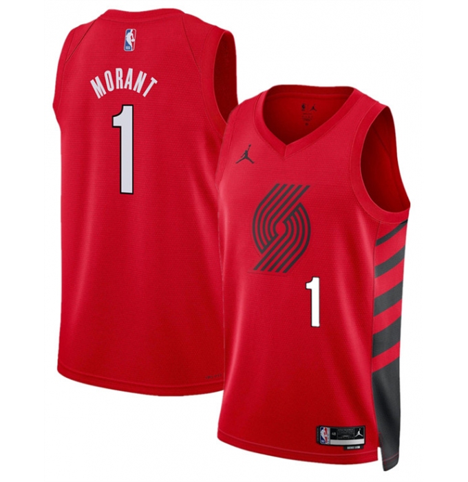 Men's Portland Trail Blazers #1 Ja Morant Red 2026 Statement Edition Stitched Basketball Jersey