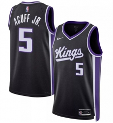 Men's Sacramento Kings #5 Darius Acuff Jr Black 2026 Draft Icon Edition Swingman Stitched Jersey