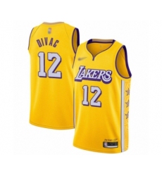 Youth Los Angeles Lakers #12 Vlade Divac Swingman Gold Basketball Jersey - 2019 20 City Edition