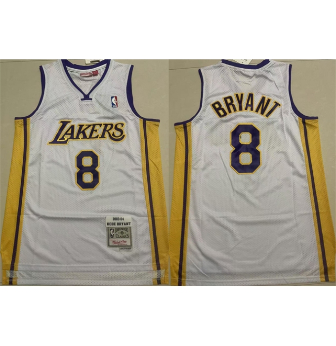 Men's Los Angeles Lakers #8 Kobe Bryant Yellow Throwback Stitched Basketball Jersey