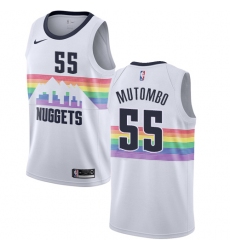 Men's Nike Denver Nuggets #55 Dikembe Mutombo Swingman White NBA Jersey - City Edition
