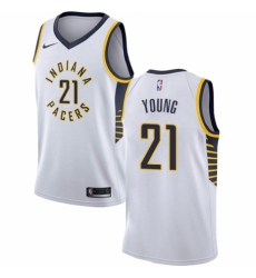 Men's Nike Indiana Pacers #21 Thaddeus Young Swingman White NBA Jersey - Association Edition