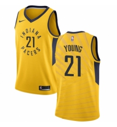 Women's Nike Indiana Pacers #21 Thaddeus Young Authentic Gold NBA Jersey Statement Edition