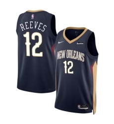 Men's New Orleans Pelicans #12 Antonio Reeves Navy 2024 Draft Icon Edition Stitched Basketball Jersey