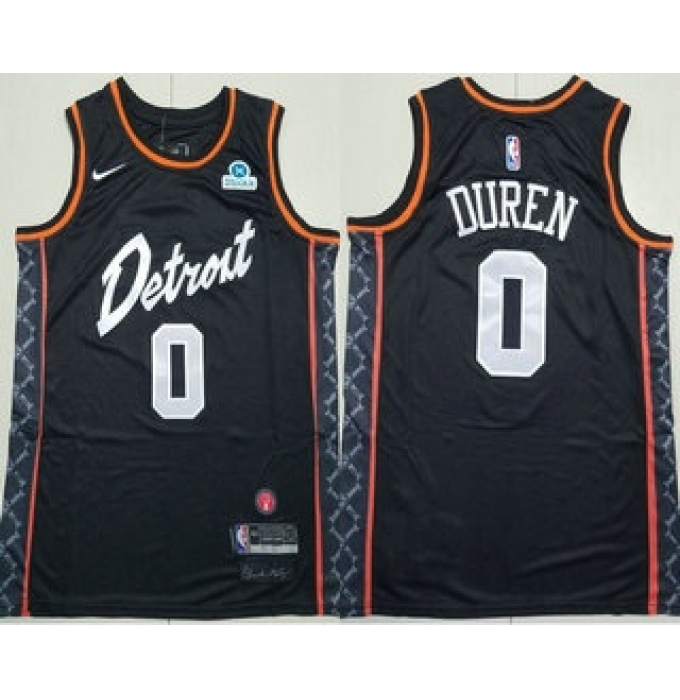 Men's Detroit Pistons #0 Jalen Duren Black 2024 City Icon Sponsor Swingman Jersey