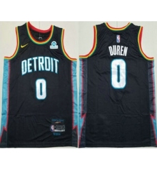 Men's Detroit Pistons #0 Jalen Duren Black 2025 City Sponsor Swingman Jersey