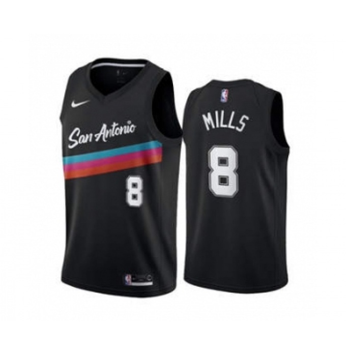 Men's San Antonio Spurs #8 Patty Mills Black City Edition Fiesta 2020-21 Stitched Basketball Jersey