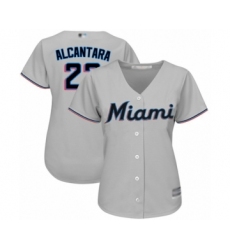 Women's Miami Marlins #22 Sandy Alcantara Authentic Grey Road Cool Base Baseball Jersey