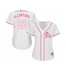Women's Miami Marlins #22 Sandy Alcantara Authentic White Fashion Cool Base Baseball Jersey