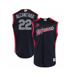 Youth Miami Marlins #22 Sandy Alcantara Authentic Navy Blue National League 2019 Baseball All-Star Jersey