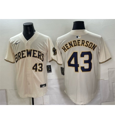 Men's Milwaukee Brewers #43 Logan Henderson Cream Stitched Baseball Jersey