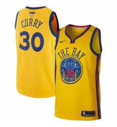 Men's Nike Golden State Warriors #30 Stephen Curry Authentic Gold 2018 NBA Finals Bound NBA Jersey - City Edition
